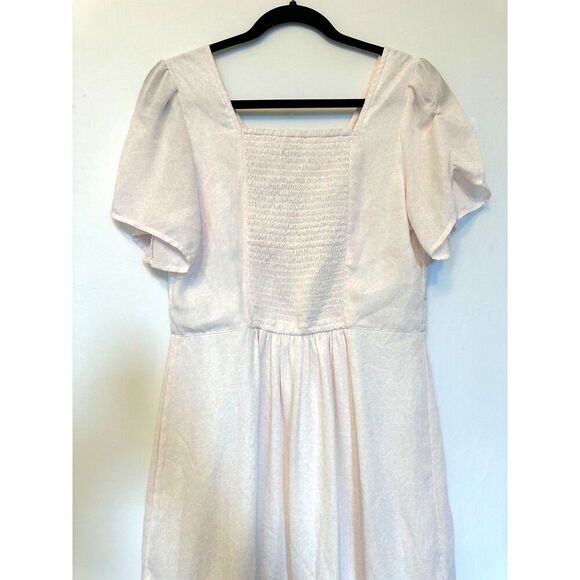 Abercrombie and Fitch Pink and White Flowy V-neck Mini Dress Size Medium - Picture 5 of 7